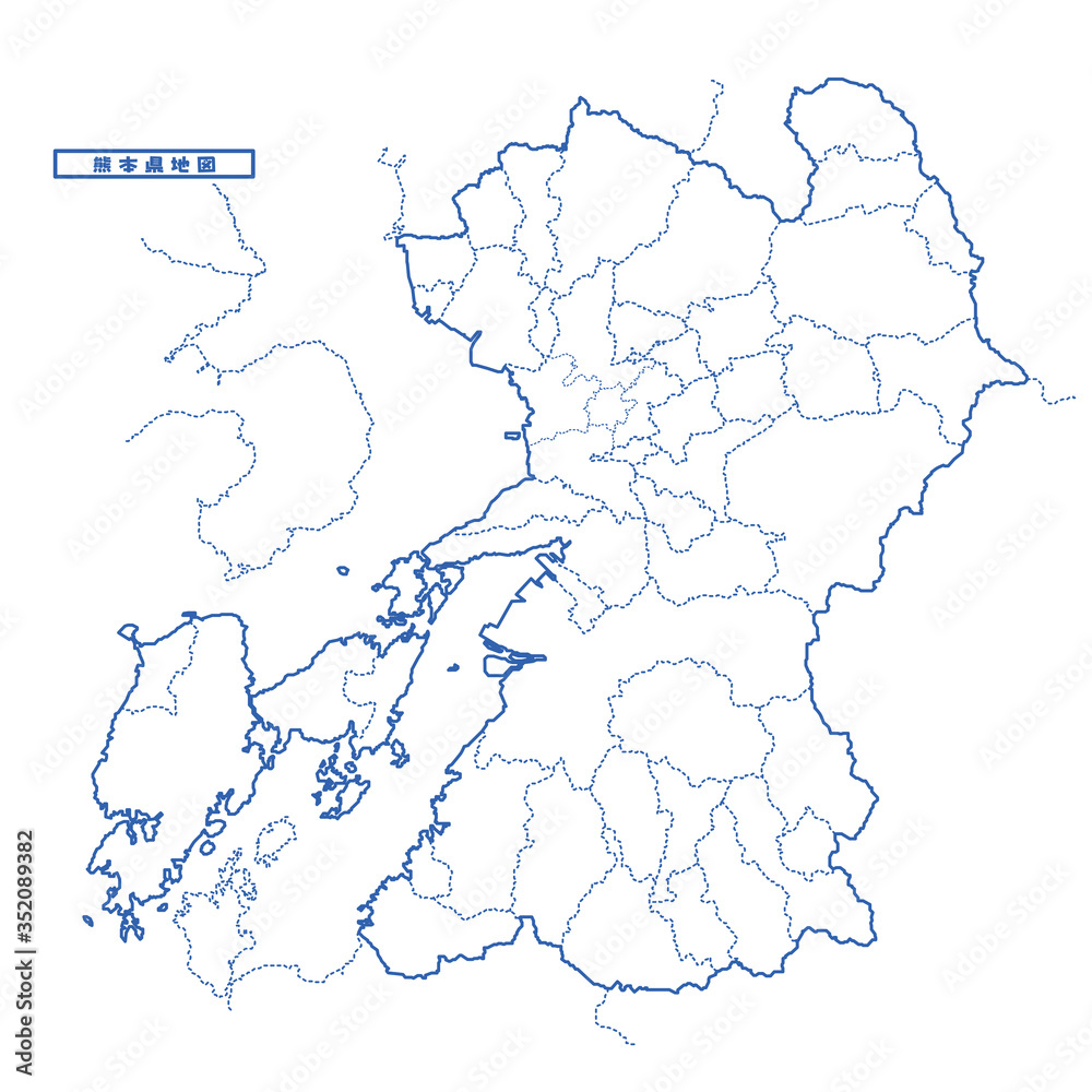 熊本県地図 シンプル白地図 市区町村
