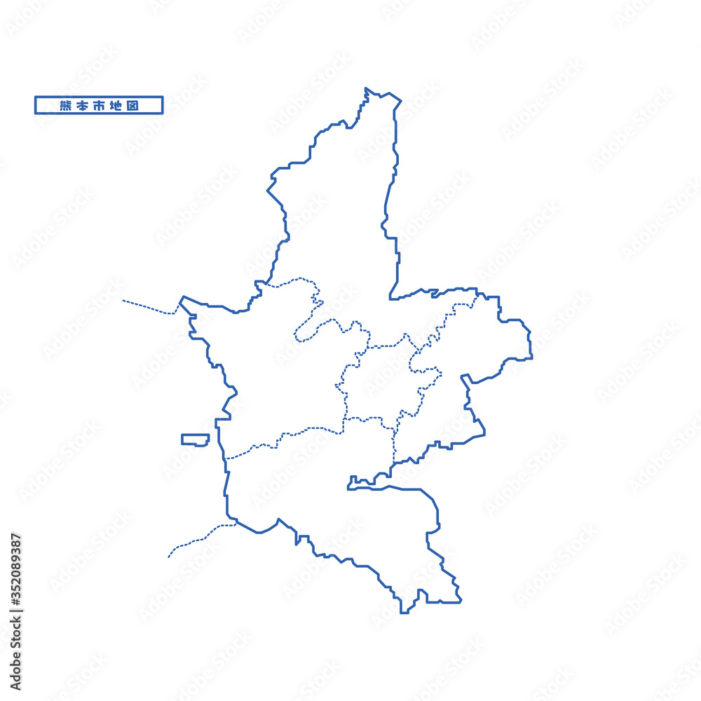 熊本市地図 シンプル白地図 市区町村