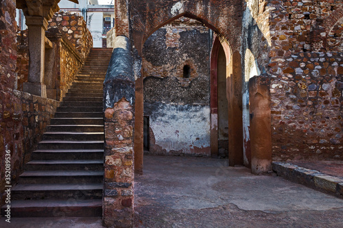 Zafar Mahal, an old abandoned palace of Mughal era in the village of Mehrauli, Delhi, India