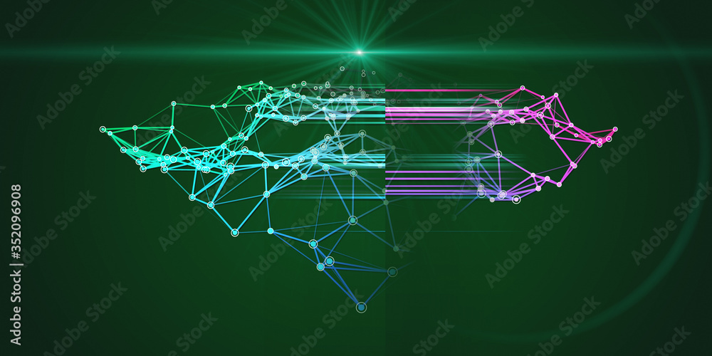 Abstract futuristic analytical  background with  grid of data and blurred lines.  Business visualization of artificial intelligence.  Quantum virtual cryptography. Big data. 
