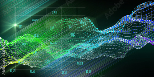 Obraz na płótnie Big data. Abstract algorithm analytical background with grid of data and shine lines. Business concept of artificial intelligence. Quantum virtual cryptography. Analytics algorithms banner.