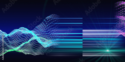 Abstract algorithm  analytical  background with  grid of data and shine  lines.  Business concept of artificial intelligence.  Quantum virtual cryptography. Big data. Analytics algorithms banner.