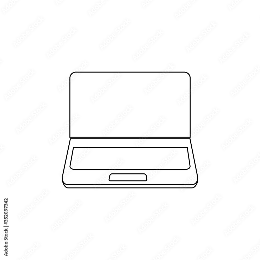Laptop black outline icon. Personal laptop computer. Simple vector illustration isolated on white background. Laptop black outline icon. Personal laptop computer. Simple vector illustration isolated on white background.