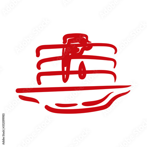 pancakes with maple honey hand draw style icon