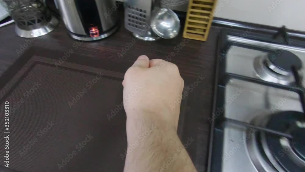 hand point of view cooking morning breakfast of eggs hand point of view cooking morning breakfast of eggs