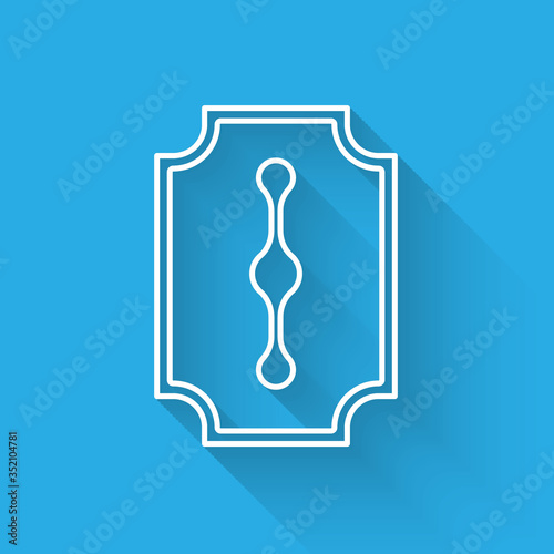 White line Blade razor icon isolated with long shadow. Vector
