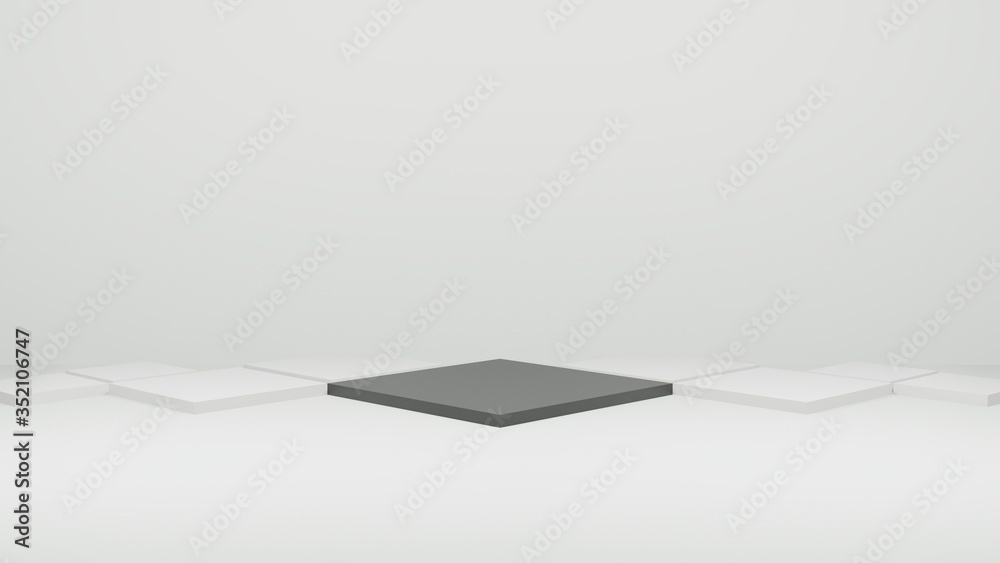 Product placement space in a white room. 3D rendering soft pastel ...