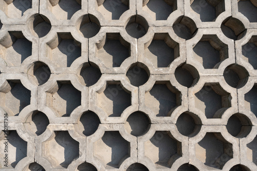 Ventilated bricks made of cement, air vents, light channels, background