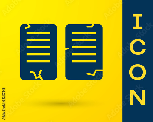 Blue The commandments icon isolated on yellow background. Gods law concept. Vector