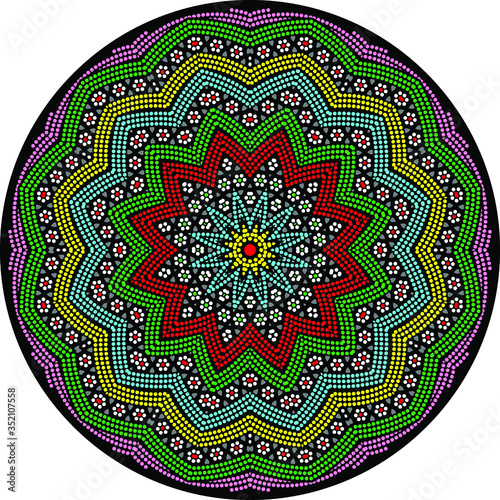 abstract colorful mandala dots circle round design. 