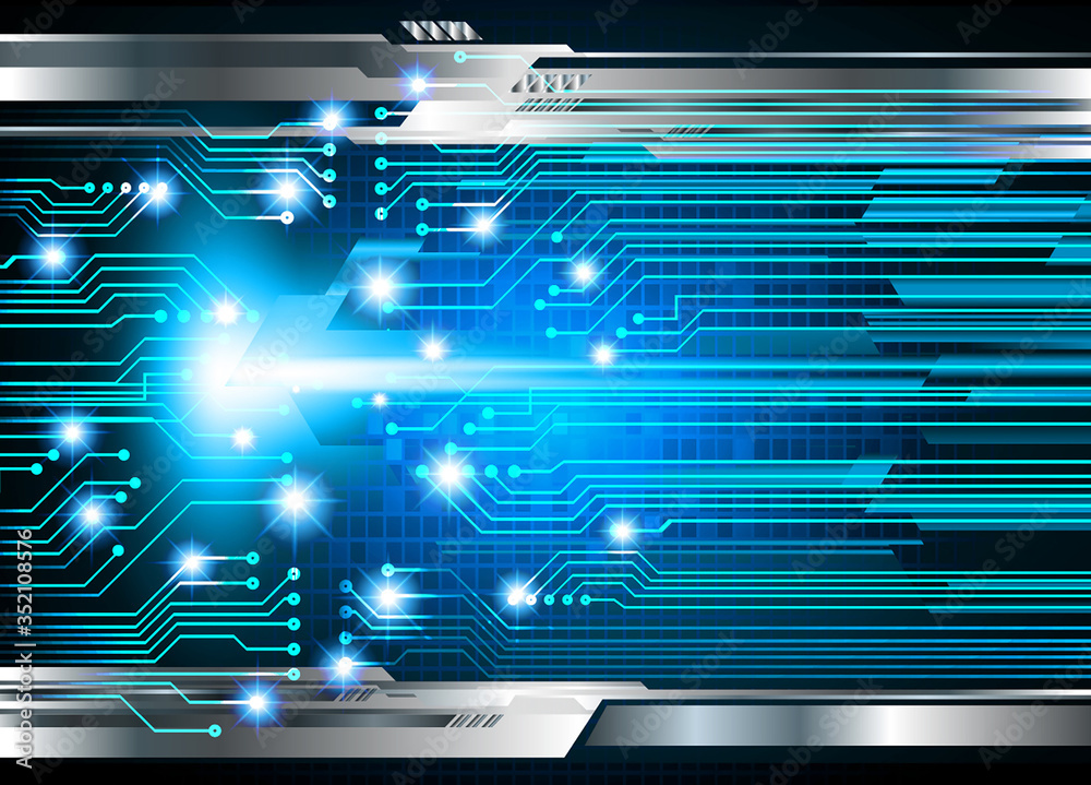 Blue cyber circuit future technology concept background Blue cyber circuit future technology concept background
