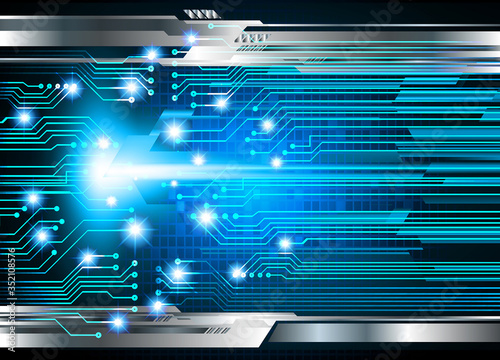 Blue cyber circuit future technology concept background