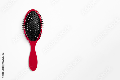 Hairbrush isolated on white background. High-resolution photo.Perspective view.