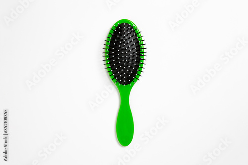 Hairbrush isolated on white background. High-resolution photo.Perspective view.
