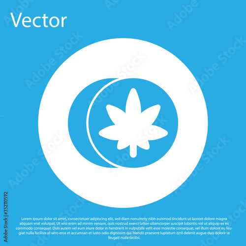 Blue Herbal ecstasy tablets icon isolated on blue background. White circle button. Vector