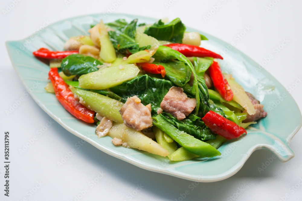 Stir fried kale with salted fish