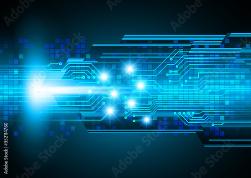 Blue cyber circuit future technology concept background