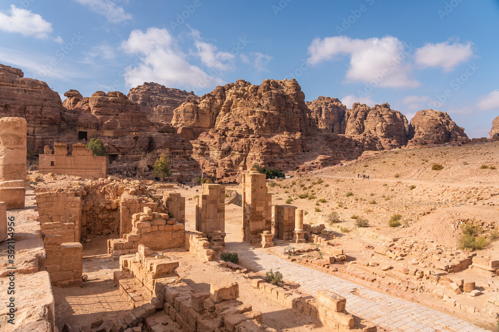 Roman gate in Petra ruin and ancient city of Nabatean kingdom in Jordan, Wadi Musa, Jordan, Arab