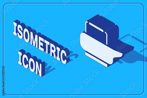 Isometric Bedpan icon isolated on blue background. Toilet for bedridden patients. Vector