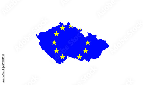 Czech Republic / Czechia map outline European Union symbol country shape