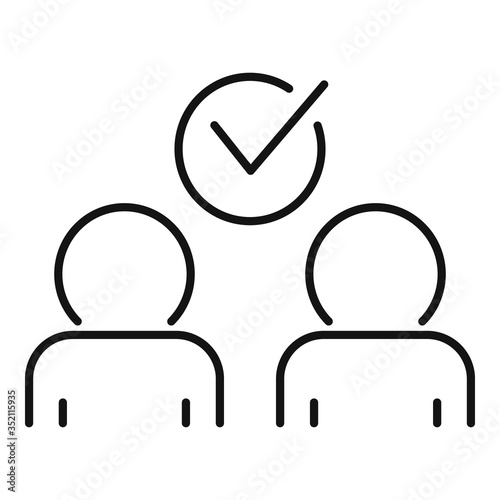 Approved collaboration icon. Outline approved collaboration vector icon for web design isolated on white background