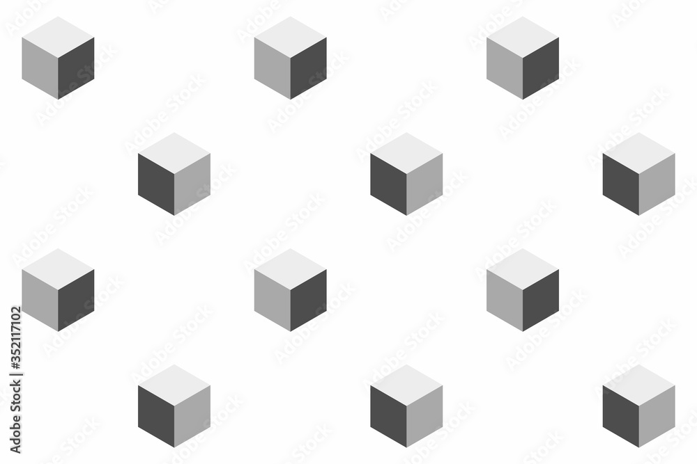 Fototapeta premium Seamless vector pattern of monochromatic cube.