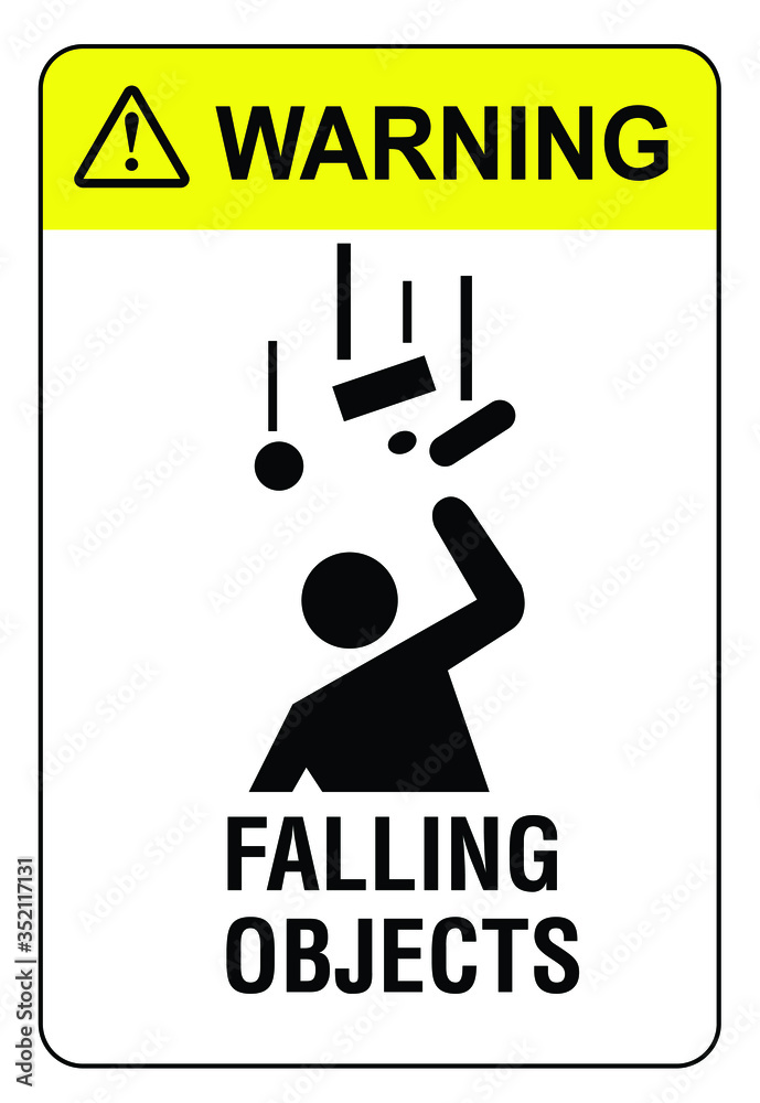 Falling objects construction site warning sign stock vector adobe stock