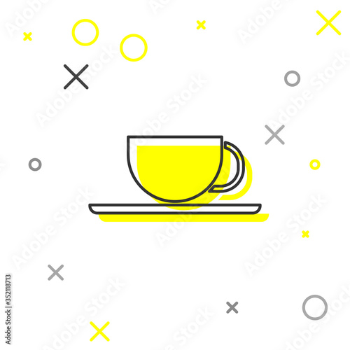 Grey line Coffee cup icon isolated on white background. Tea cup. Hot drink coffee. Vector