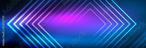 Shiny neon glowing techno lines  hi-tech futuristic abstract background template with square shapes