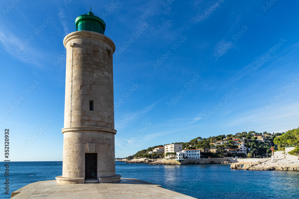 Lighthouse at the entrance of Cassis port, France