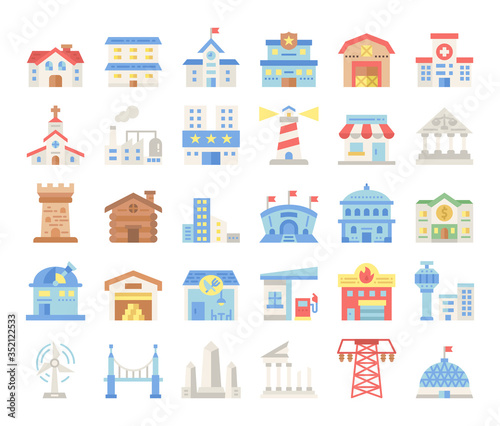 building flat vector icons