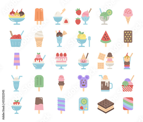ice cream flat vector icons