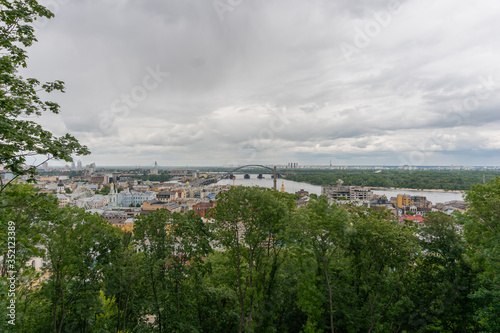 Amazing view from a hill on an ancient tourist region of Kyiv