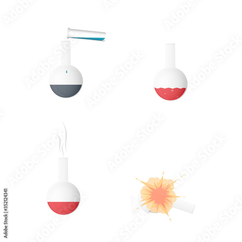 Chemical reaction. Experiments with reagents, vector illustration