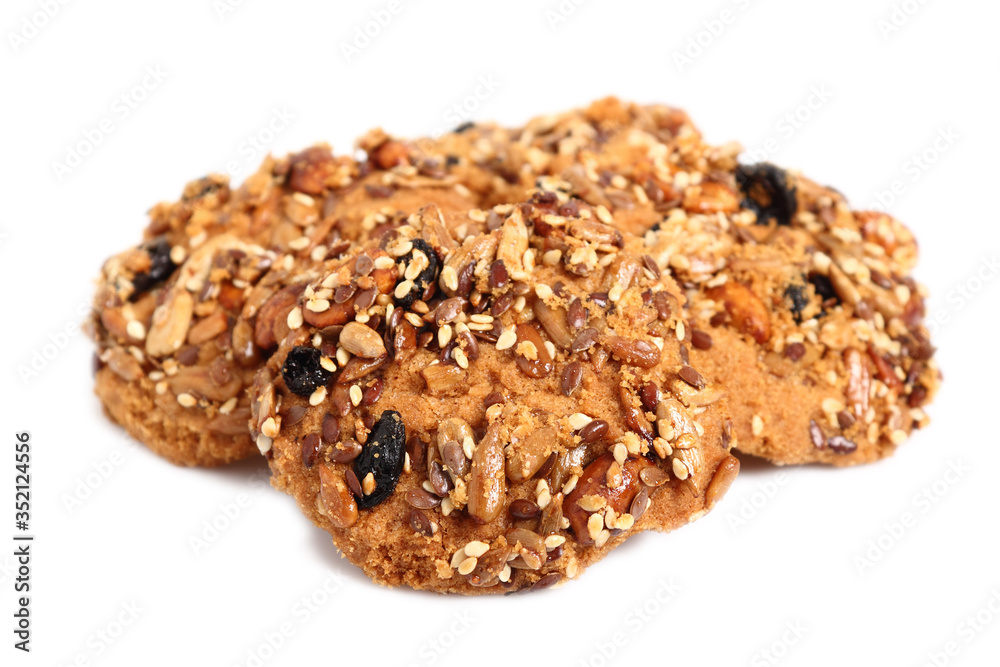 Multi seed cookie. Isolated on white background. Multi seed cookie. Isolated on white background.