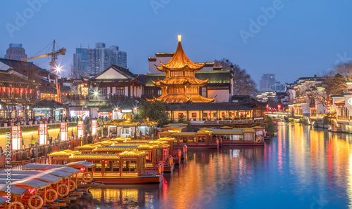 Night view of Qinhuai River in Nanjing..