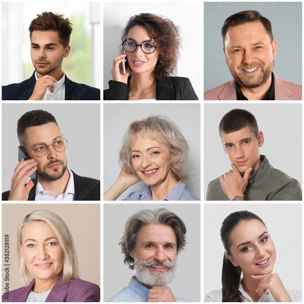 Fototapeta premium Kolaż z portretami różnych ludzi biznesu