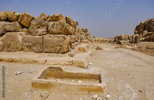Ancient tomb remains at the Giza Plateau and the Giza pyramid complex, Cairo, Egypt