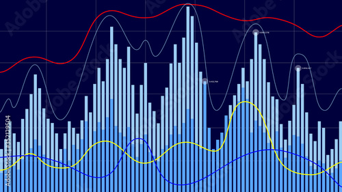 Financial charts, stock trading and exchange business concept, abstract dashboard graph, vector background.