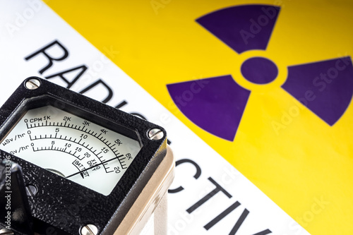 Schilderij op canvas Radiation measurement with radiation survey meter, Hand-held radiation survey in