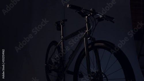 Dark silhouette shot of a bicycle