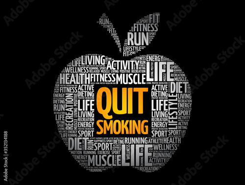 Quit Smoking apple word cloud, health concept background
