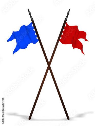Bild auf Leinwand Ancient crossed battle flags 3d rendering