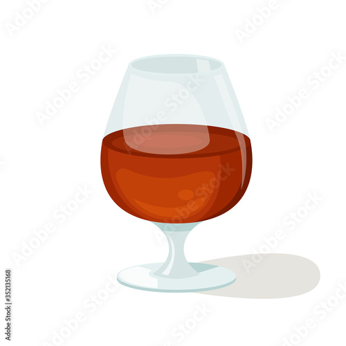 Vector illustration of a beautiful glass of cognac. Strong alcohol.