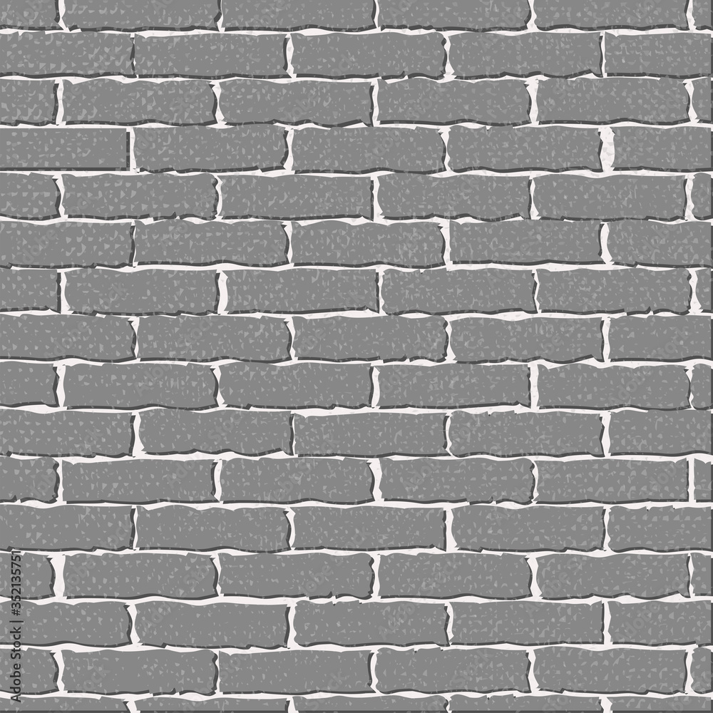Cartoon Grey brick wall texture or background with stains for text