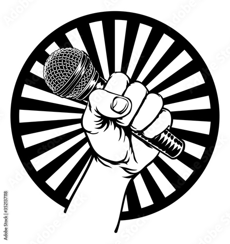 A fist hand holding a micro...