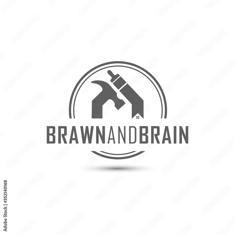 Fototapeta premium Handyman home construction repair and maintenance logo design