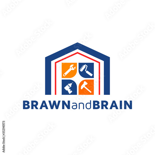 Handyman home construction repair and maintenance logo design