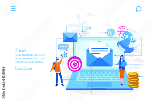 Marketing channel, email marketing . Vector illustration for web banner, infographics, mobile. 
