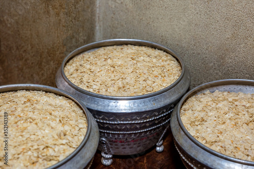 Beaten Flattened Rice in Pots,Chiura photo